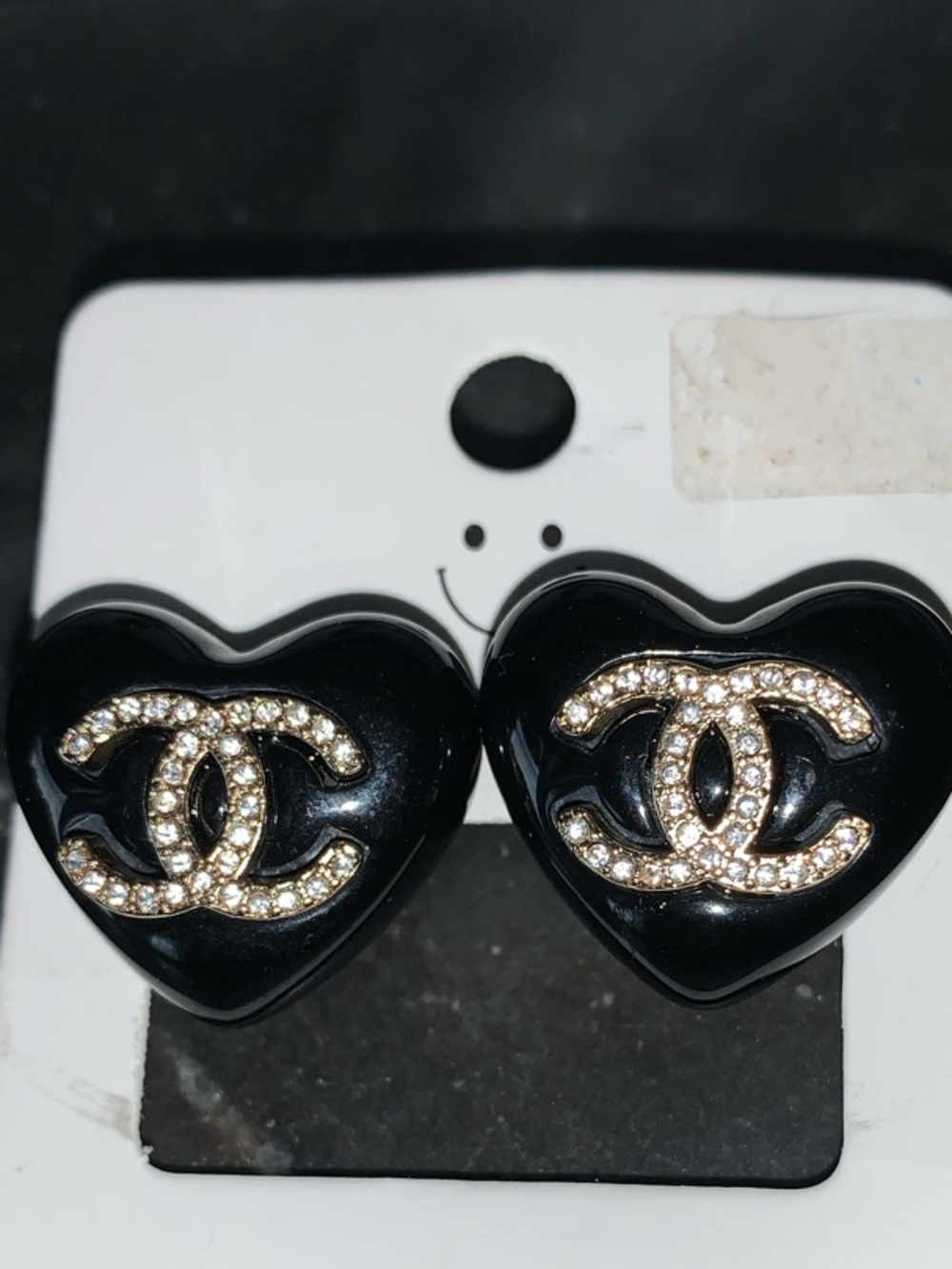 NEW! CC Crystal Heart Stud Earrings